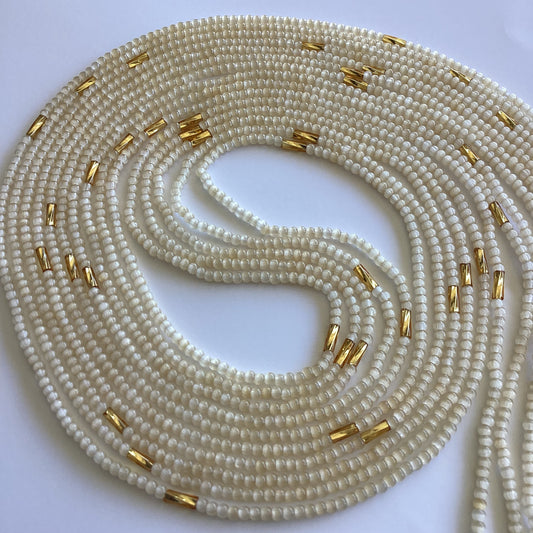 CREAMY ICE (tie on waist beads)